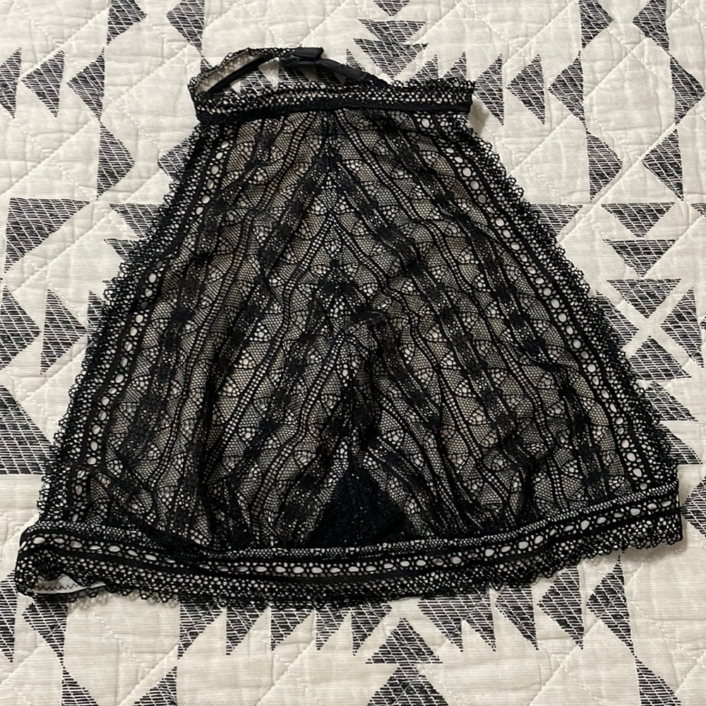 Black lace halter bra.
